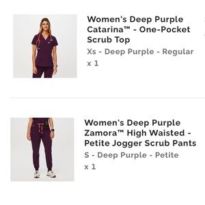 Figs Women's Deep Purple Zamora Jogger Scrub Pants and Caterina One-Pocket Top